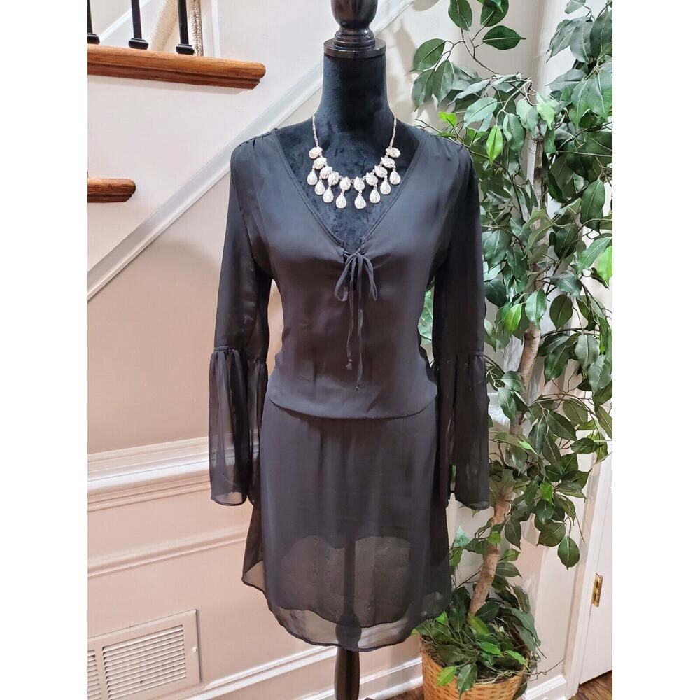 Lucy Love Women's Black Polyester Beach Coverup Knee Length Dress Size M